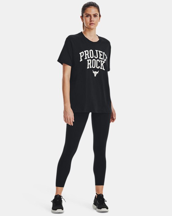 Women's Project Rock Heavyweight Campus T-Shirt in Black image number 2